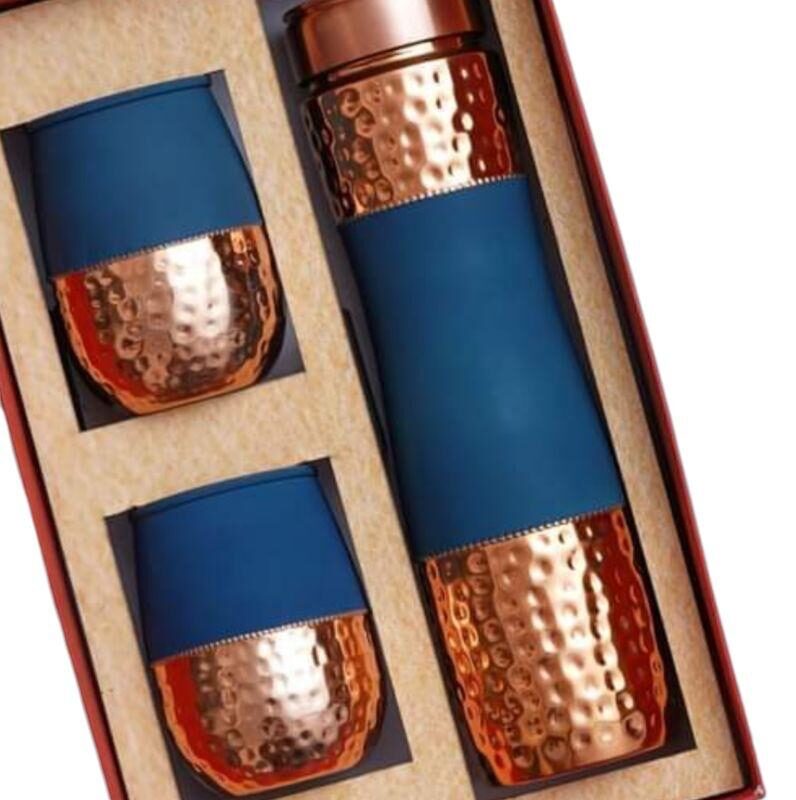 Copper Velwet Touch Bottle with 2 Glasses Gift Set